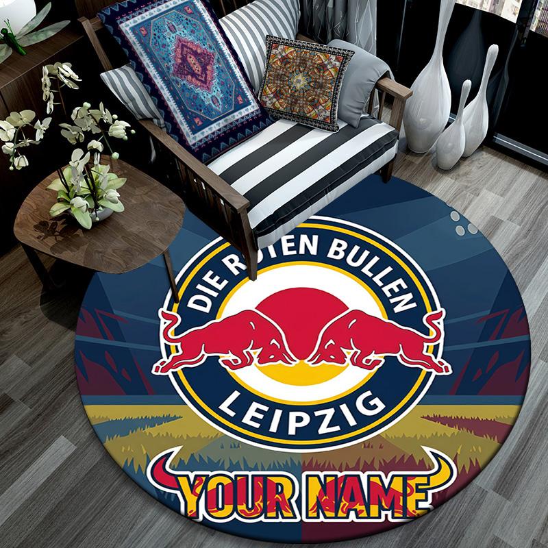 Custom Name RB Leipzig Round Area Rug,Carpet Rug for Living Room Bedroom Sofa Playroom Decor,Non-slip Floor Mat