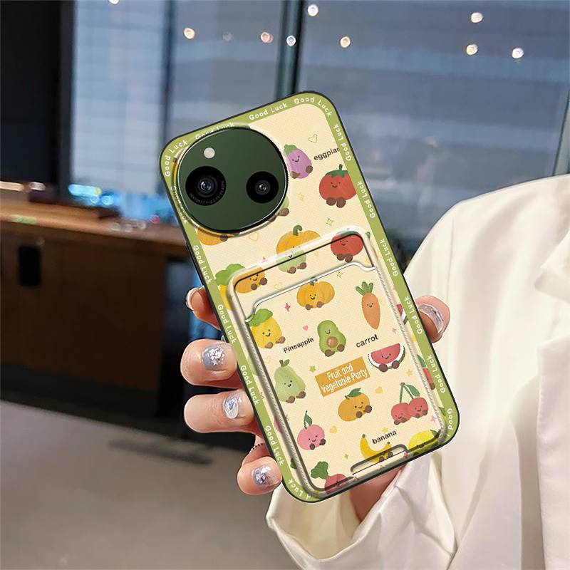 Shockproof Durable Phone Case For Sharp Aquos R9/SH-51E Cute Fashion Design Card Bag Full Wrap Anti-dust Soft Case Cover