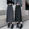 Wool Blend High-Waist Midi Skirt - Women's 2025 A-line Bodycon for Autumn/Winter