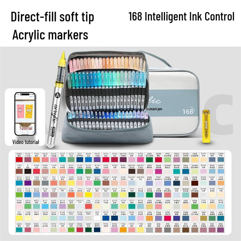 60-Color Soft Tip Acrylic Markers, Opaque & Layerable for Art Students, Watercolor Pens