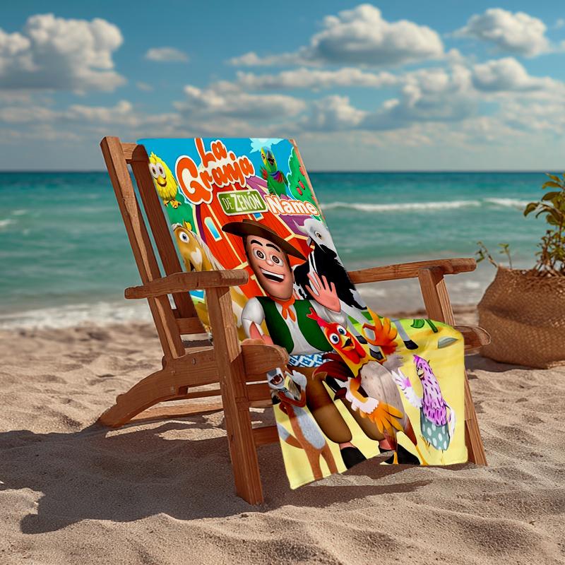 Custom Name Ultra-Soft Beach Towel with La Granja de Zenon Theme,Ideal for Pool - Camping, Diving - Perfect Travel Essential, Vibrant Beach Towel.
