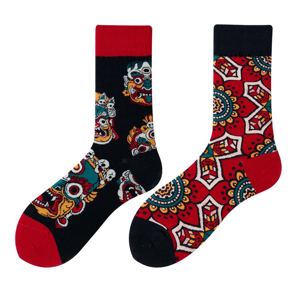 Asymmetric Colorful Christmas Cotton Socks for Couples