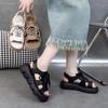 Модные массивные женские сандалии 2026 Лето Ажурные на шнуровке Повседневная обувь Римские пляжные Нескользящие на танкетке Sanalias De Mujer