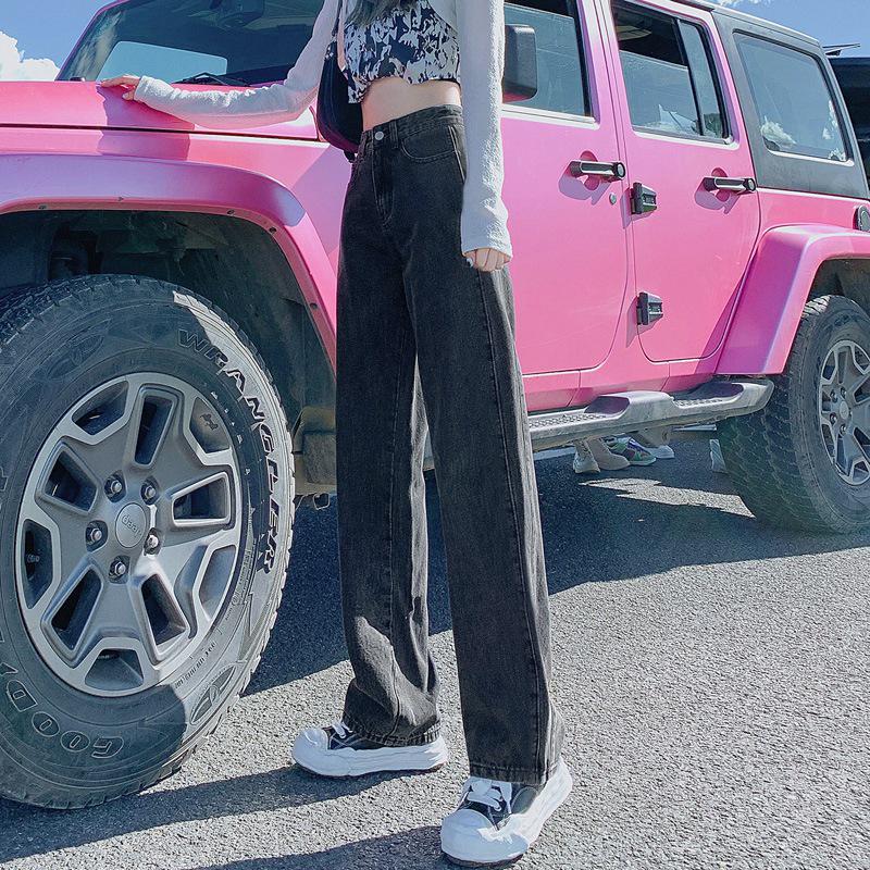 Женские джинсы с высокой талией, черные и серые, широкие — облегающие, свободные, универсальные, весна 2022 года