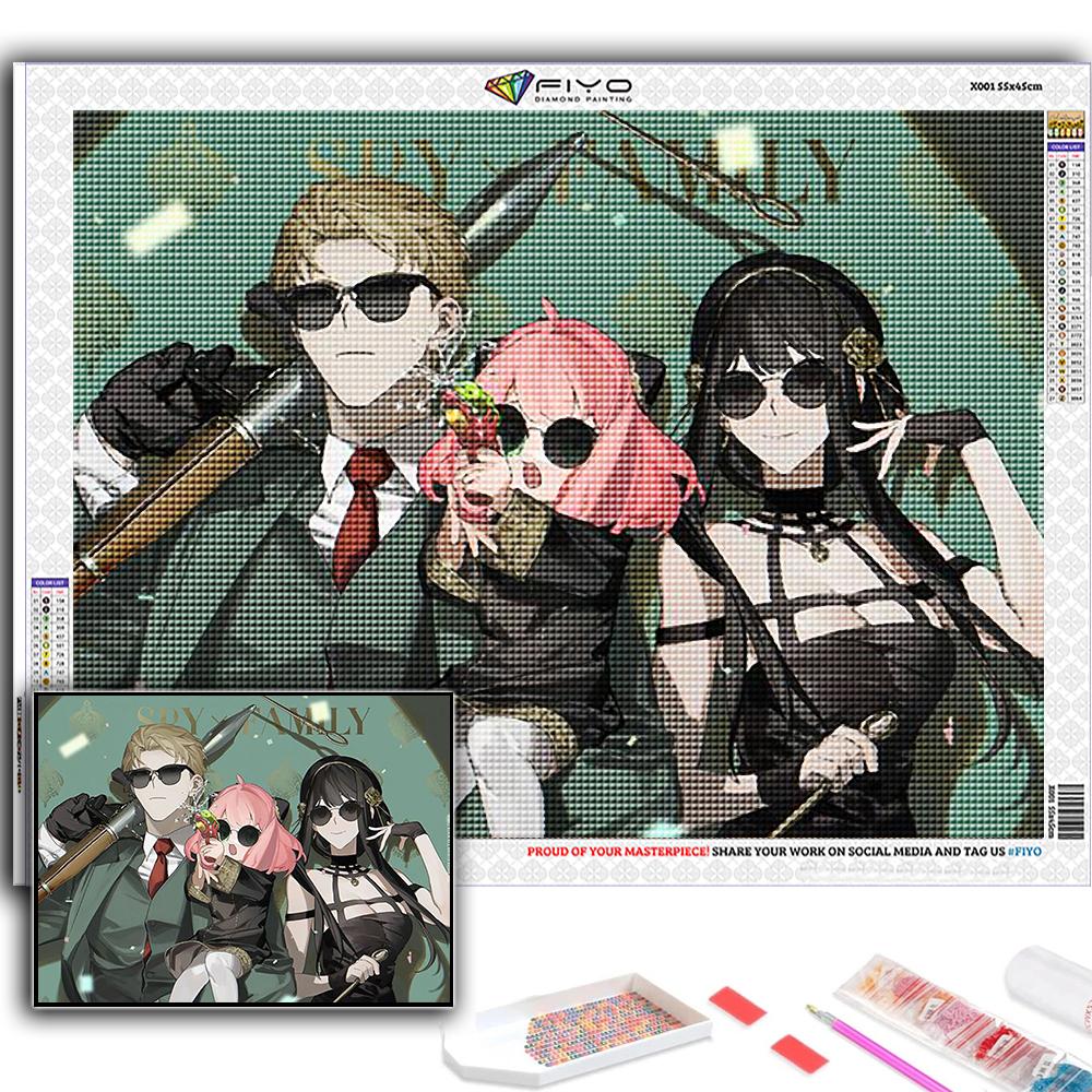 Popular 5D Diy Cross Stitch Anime Poster SPY FAMILY Painting Full Drill Cross-Stitch Crafts Kit Wall Sticker Home Decor