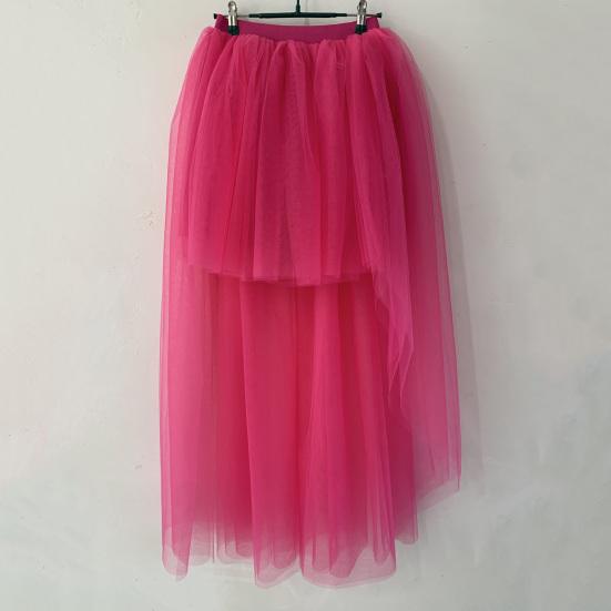 Женская юбка из тюля с эластичной высокой талией, однотонная вечерняя юбка спереди, короткая сзади, длинная легкая юбка из тюля