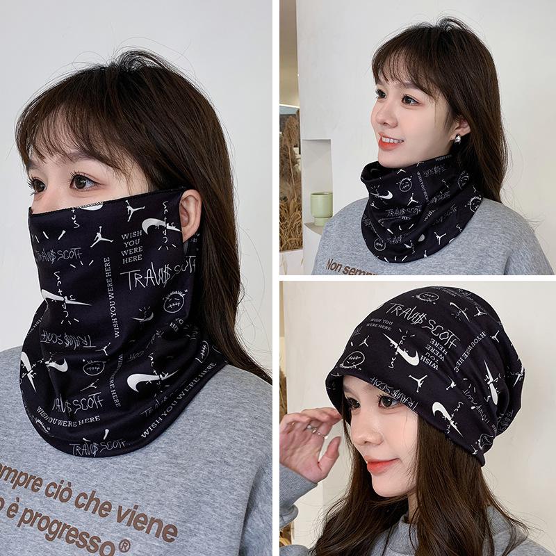Women's Autumn & Winter Plush Face Mask Neck Protector: Windproof, Warm, and Versatile Scarf Set for Outdoor Cycling