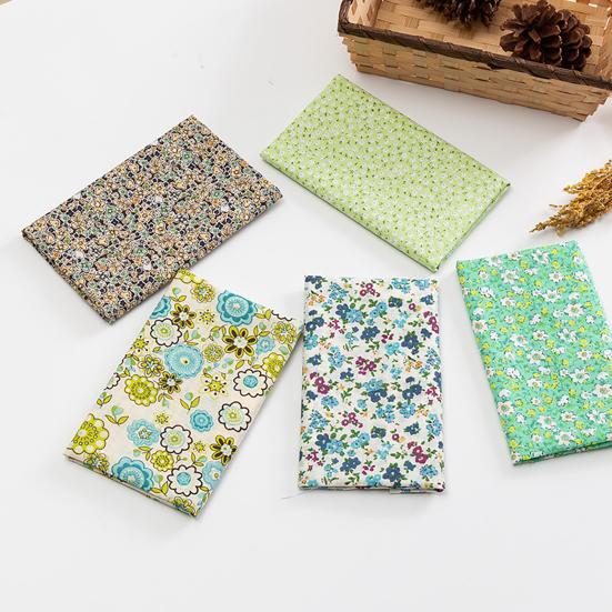 5Pcs/Set Patchwork Cloth Fadeless Abrasion-resistant Breathable Cuttable Washable Floral Printed Twill Needlework Cloth for Sewing Shop