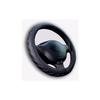Чехол на руль, 38 см, защелкивающийся, черный с серой вышивкой, для легковых автомобилей