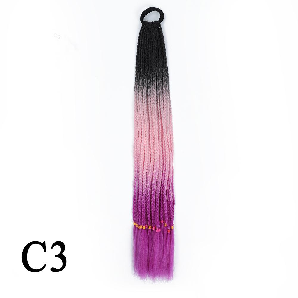 Плетеный хвост с резинкой, черный плетеный хвост ручной работы из термостойкого волокна, шиньоны с конским хвостом для девочек