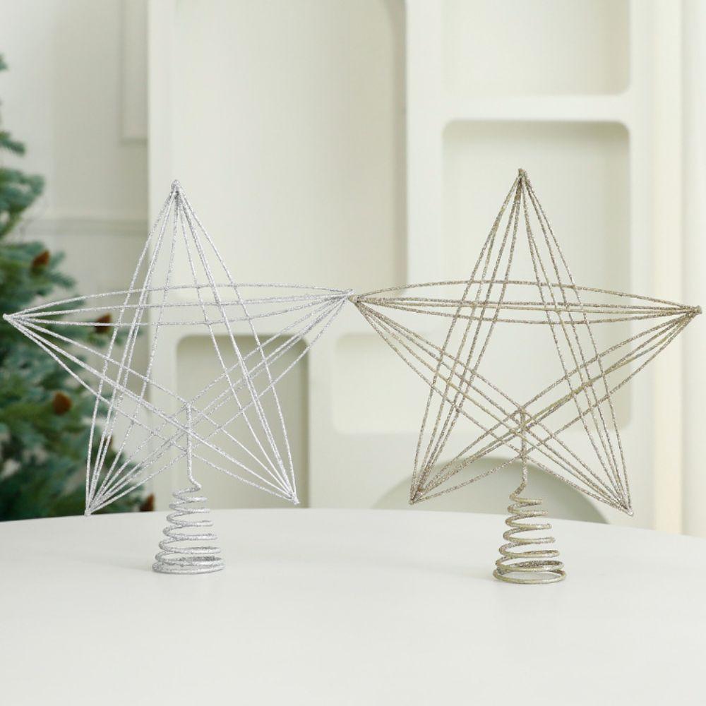 LED Christmas Tree Toppers Star Luminous Eight-pointed Star Christmas Tree Toppers Lights Glitter Iron Christmas Tree Decoration