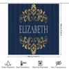 Luxury Printed Custom Name Bath Shower Curtain with Blue Golden Floral Design Personalized Decor for Home Bathroom ELIZABETH