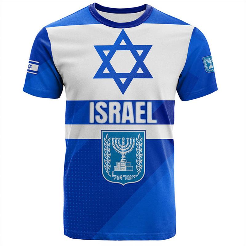 Israel Flag Men's T-shirt 3D Printed Israelis National Emblem Tops Short Sleeve O-Neck Oversized Sports Tee Shirt Clothing