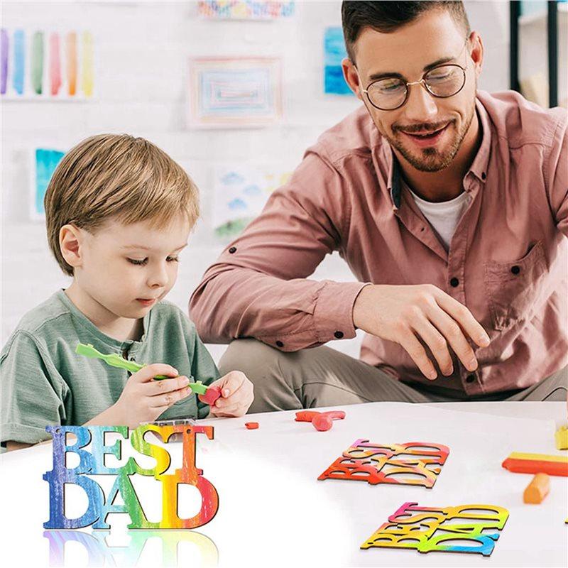 J1UL1N 120Pcs Best DAD Unfinished Wood Crafts, Gift Tags With String For Father's Day Gifts, Dad's Birthday Party Decorations