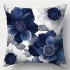 Navy blue peony flower pillowcase elegant peony sea anemone printed polyester sofa cushion retro blue and white flower home de