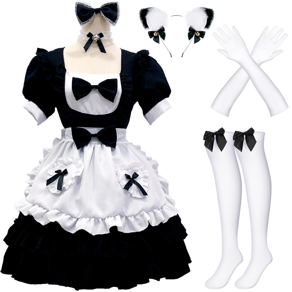 Japanese Anime 5Pcs Women'S Lolita Costume With Choker