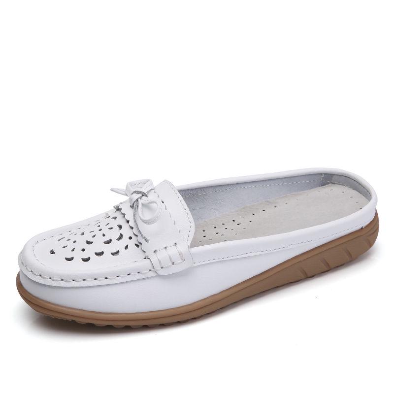 Женские дышащие нескользящие тапочки с резиновой подошвой и галстуком-бабочкой, повседневные кожаные мокасины, размеры 35-43