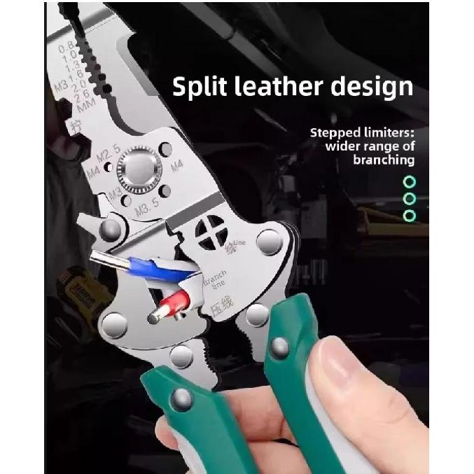 ZK Pliers Multi Functional Folding Electrician Wire Stripping And Cutting Pliers Wire Splitting And Crimping Pliers Wiring Plier