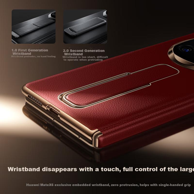 Magnetic Full-Axis Coverage | Invisible Wristband StandHuawei X6 Phone Case, Mate X6 Collector's Edition, Full Lens Coverage,, Ultra-Thin Leather,