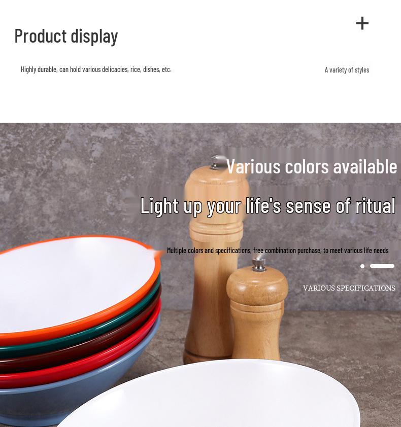 Большая наклонная меламиновая миска - Имитация фарфора для хот-пота, салата и соусов