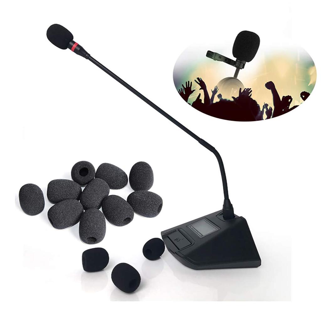 Набор из 10 губок для микрофона на ветровое стекло, гарнитура, микрофон для внутренней связи, микрофон на ветровое стекло, большой громкоговоритель, сменная внутренняя крышка микрофона