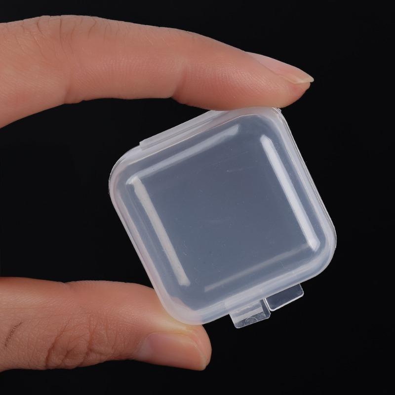 Plastic Transparent Small Box Mini with Lid Square Earplug Jewelry Earring Storage Ear Stud Parts Boxes Home Tabletop Storage