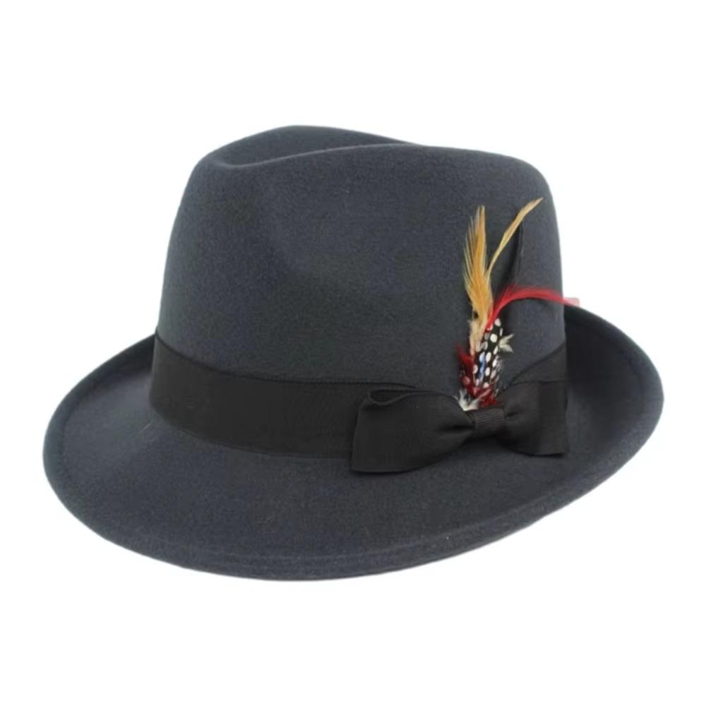 Wild Brim Jazz Hats Имитация шерсти Костюм Кепка для косплея Практичные украшения из перьев Шляпа для улицы
