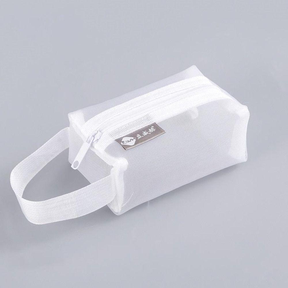 Легкая квадратная сетчатая сумка для хранения, косметичка большой емкости, портативный мини-кошелек на молнии для монет