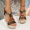 Модные женские сандалии Летние ретро сандалии на платформе Богемный стиль Сандалии на танкетке с толстой подошвой Женский тренд Большой размер Пляжная обувь Женская