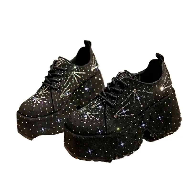 Fashion Women Vulcanized Shoe Fashion Water Diamond Denim Shoes 2024 Women's New Platform Luxury Comfortable Casual Shoes Platform Shoes