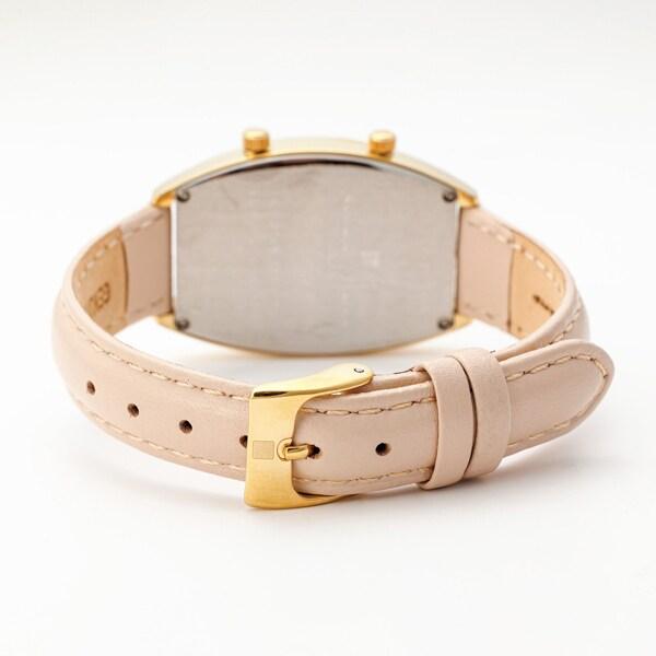 Salvatore Marra Dual Time Unisex Leather Belt SM23107-GDWH/BE Wrist Watch