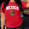 Хлопковая футболка с принтом MEXICO, короткий рукав, круглый вырез, женская, 2D-принт, топы