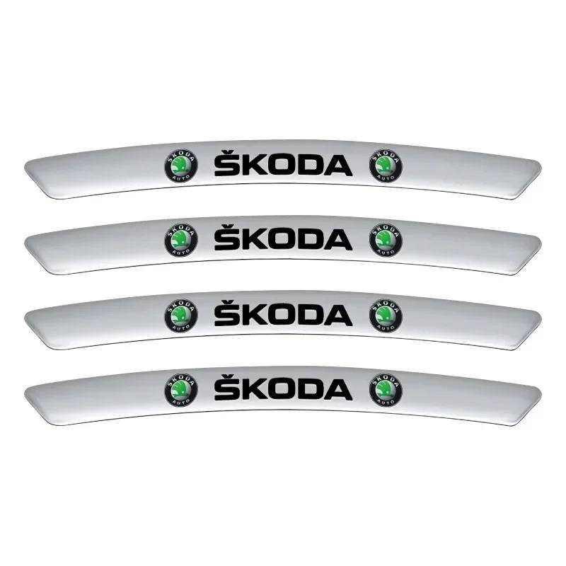 DPO3 Car Wheel Rim Badge Creative Decoration Decals Styling Auto Aluminum Trim Sticker for Skoda fabia octavia Rapid kodiaq superb A5