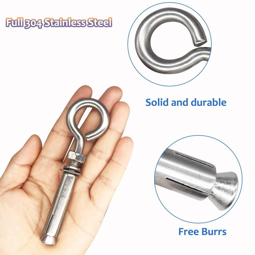 5pcs M8*106mm Eyebolt Bolt 304 Stainless Steel Expansion Eyebolt  Wall Concrete Brick Anchor