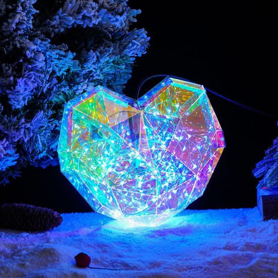 Ночной светильник в форме сердца с призматическим переливающимся 3D-светодиодом в форме сердца, лампа для создания атмосферы в спальне, подарки для влюбленных друзей