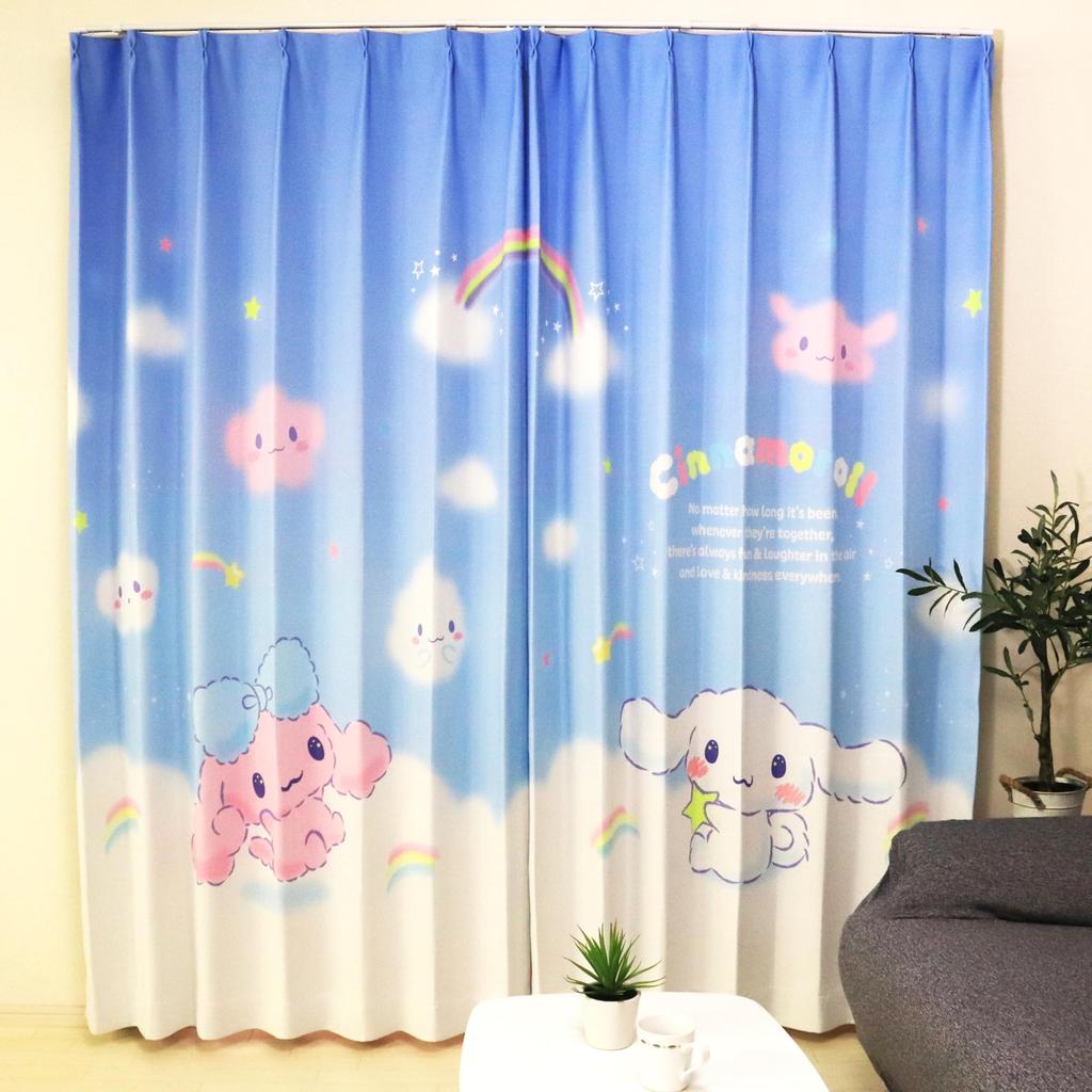 MORIPiLO Sanrio Синнаморолл Блэкаут Шторы Соединяющие Искусство Набор Милых Sanrio Корица Синий Морисита Макура (Узорные однопанельные шторы),