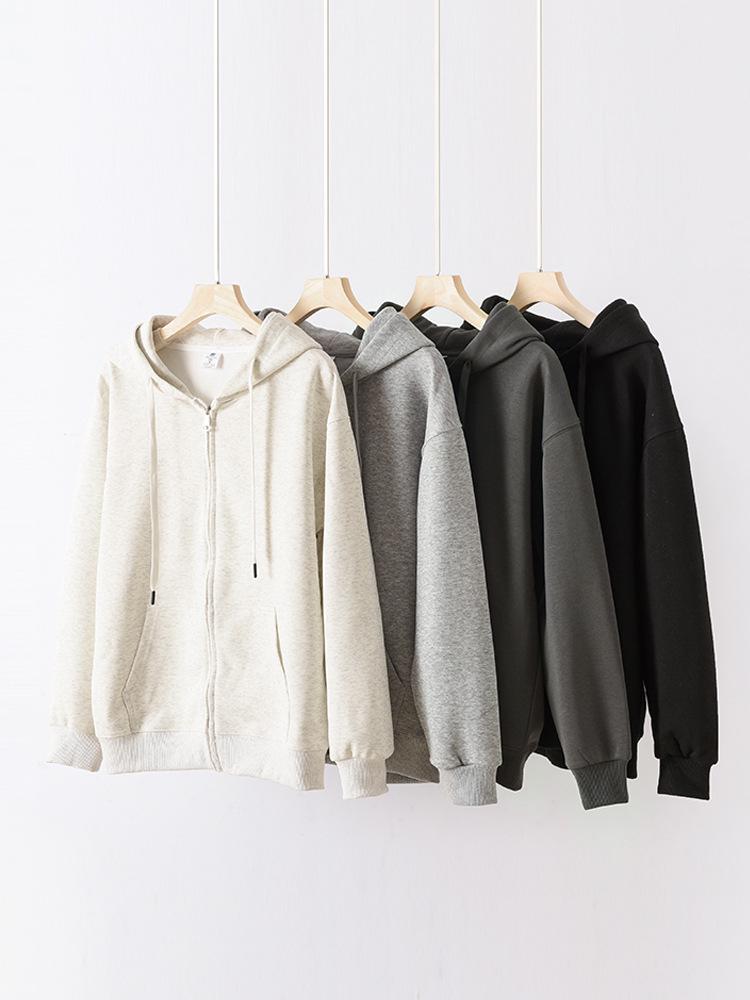 Unisex 320g Cotton Zipper Hooded Cardigan - Trendy Autumn Casual Top