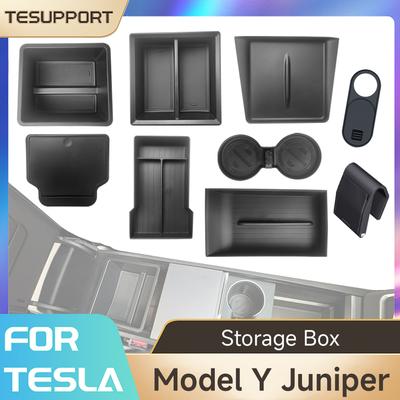 Ящик для хранения аксессуаров Juniper для Tesla Model Y, лотки в центральной консоли для Tesla Model Y Juniper 2025-2026, крышка для веб-камеры