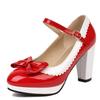 Lolita Party Shoes Sweet Mary Jane High Heels Women's Bow Pumps Patent Leather Woman Thick Platform Buckle Shallow Shoes