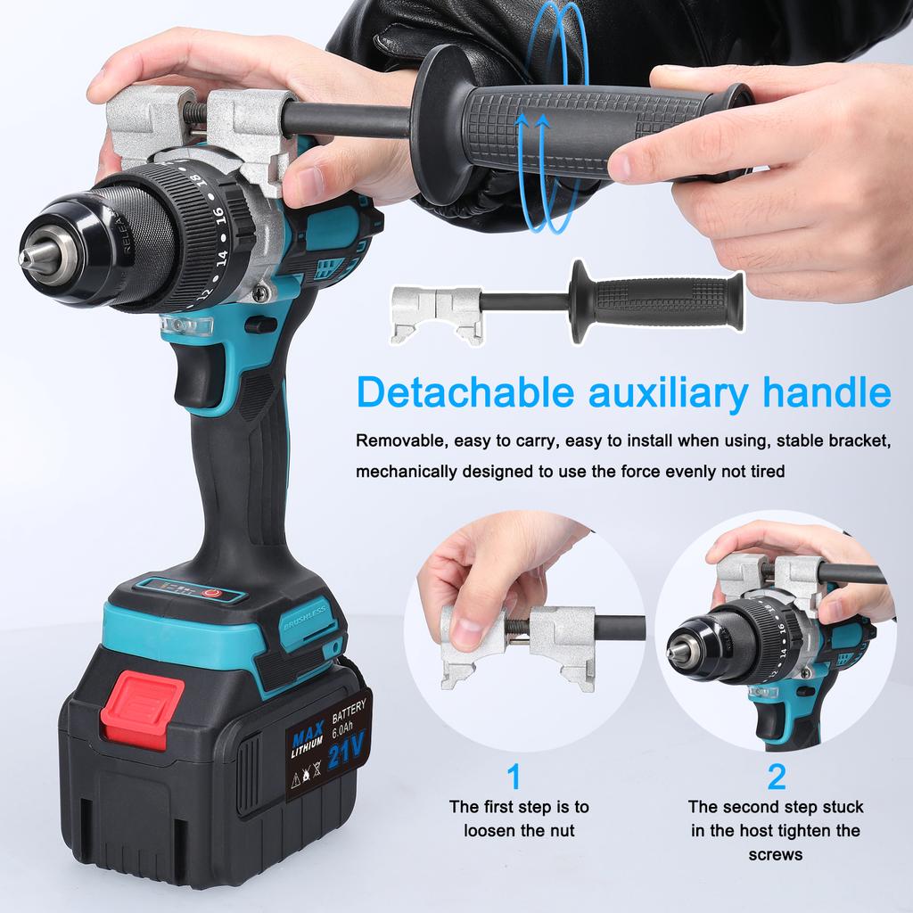 Бытовая многофункциональная ударная дрель 3 в 1, 13 мм, 21 В, 120 Нм, ударная дрель, мини-электрическая отвертка