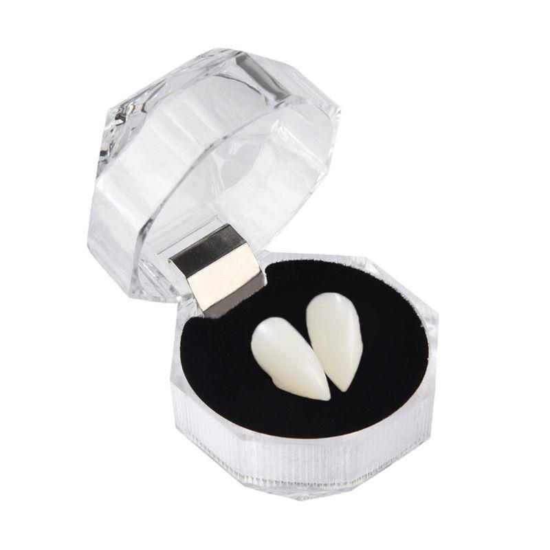 Halloween Vampire Teeth Environmentally Resin A Pair Horror Denture Props With Tooth Gel Easy Mount Cosplay Props Decor