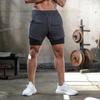 Мужские двухслойные шорты для бега, мужские короткие брюки 2 в 1, спортивные шорты для фитнеса, быстросохнущие пляжные шорты-бермуды со встроенным карманом