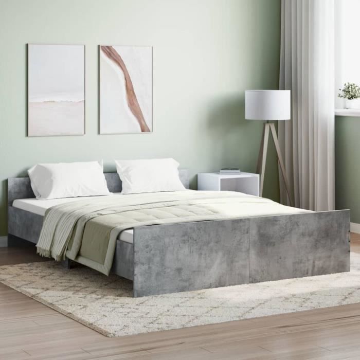 VidaXL Bed Frames Headboard and Footboard Concrete Grey 160x200 Cm 3203764
