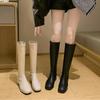 Women's High-heeled Casual White Knight Boots Square Toe Square Heel Rear Zipper Women Shoes Black Fashion Knee-High Long Boots