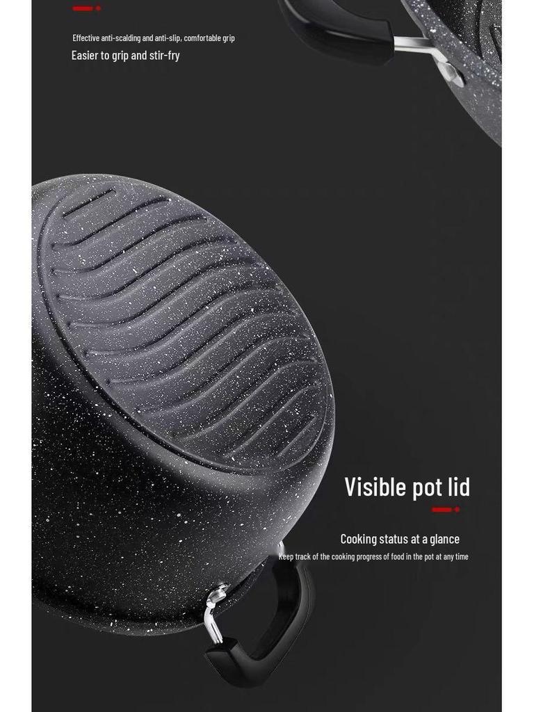 Maifan Stone Non-Stick Soup Pot, Large Capacity Double-Ear Design for Induction and Gas Stoves.