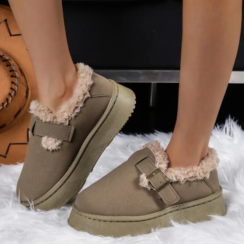 Мода 2024 года. Новые женские зимние ботинки на толстой подошве. Зимние ботильоны. Удобные плюшевые теплые повседневные модные женские ботинки.
