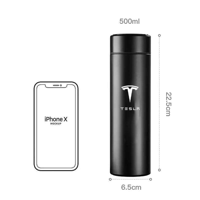 ALQ1 For Tesla Model 3 Model S Model X Model Y Roadster SpaceX 500ml Smart Water Bottle Stainless Steel Thermos Flasks Car Logo Mug