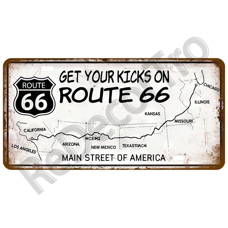 Garage Car Retro Route 66 Tinplates Plate Metal Sign Posters On The Wall Tin Sign Vintage Poster Home Decor Art Room Decoration