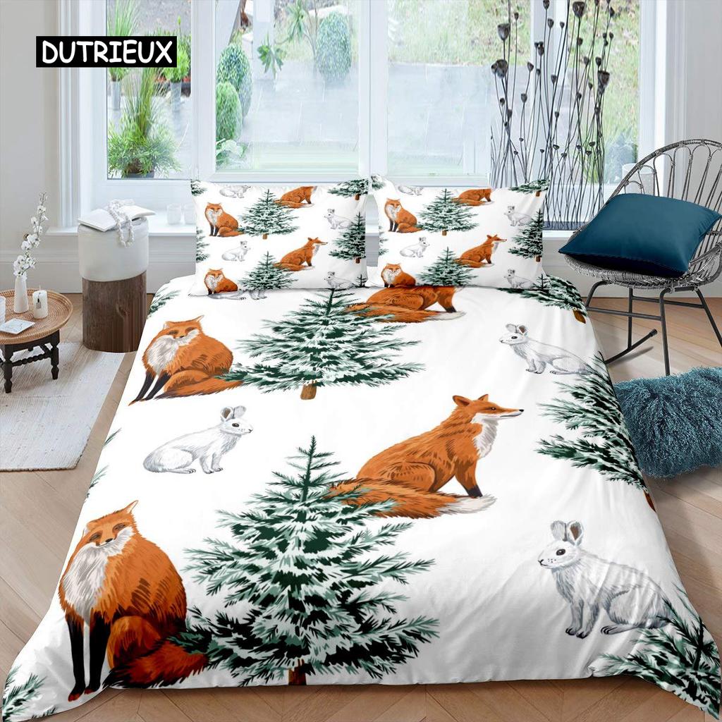 Комплект пододеяльников с лисой для девочек, комплект постельного белья с рисунком лисы, милый пододеяльник на тему животных для детей, подростков, King, полиэстер, пододеяльник