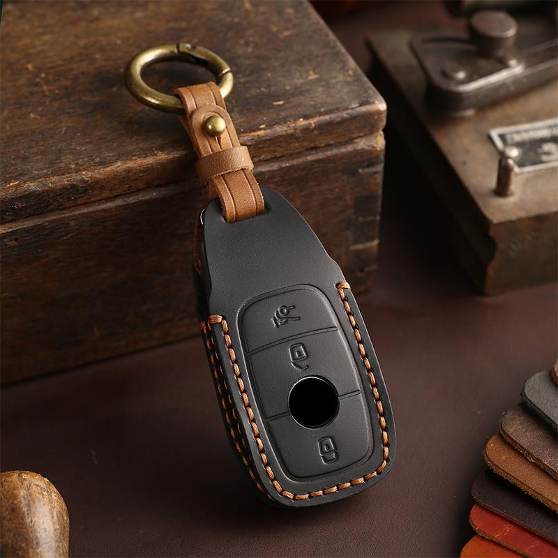 Leather Car Key Case For Mercedes Benz A C E S GLC GLE GLS CLA Class W205 W213 W177 X167 W222 G63 AMG Maybach Cover Shell